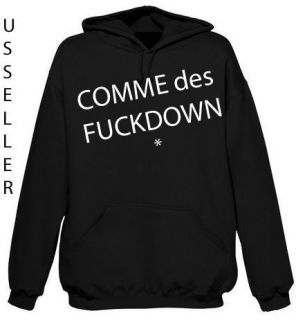 New COMME des FuckDown Hooded Sweatshirt Graphic Hoodie Black ASAP
