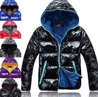 Men Winter Top Designed Fashion Shiny Hoody Coat Jacket 6color 4size