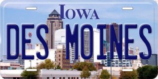 Des Moines Iowa Aluminum Auto Novelty Car License Plate