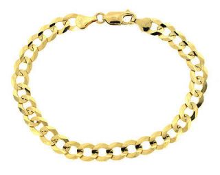 Mens 14K Solid Yellow Gold Figaro Link Chain Bracelet 8 7.2 Grams