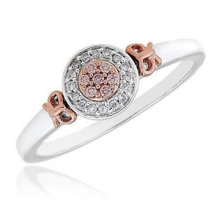 Diamond and Natural Pink Diamond 10k White and Rose Gold Ring 1/10ctw