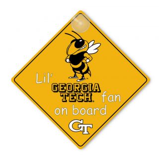 Georgia Tech Yellow Jackets Fan Car Window Baby on Board Sign