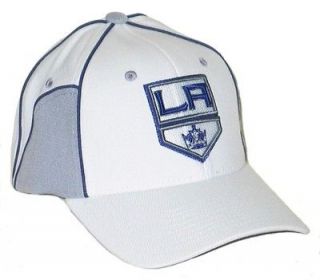 LOS ANGELES KINGS LA NHL HOCKEY WHITE CUT UP FLEX FIT FITTED HAT/CAP M