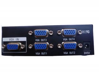 Video Splitter 4 Ports Computer to 4 LCD monitors & LED/LCD projectors