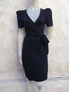 Diane Von Furstenberg MYA 1940s Style Navy Blue Wool/Silk Knit Wrap