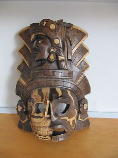MEXICAN Life & Death mask  Hand carved in Chichenitza  signed by