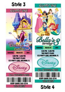 Disney Princess Custom Birthday Party Invitation Ticket