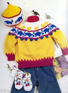 Childrens DINOSAUR Sweaters Hats Dinosaur Toy Dress Sizes 2 8