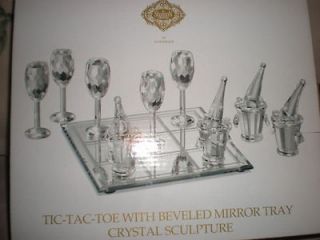 New Godinger Crystal Ice Buckets & Wine Glass Tic Tac Toe Sculpture