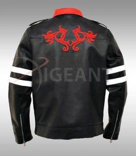 Mens PROTOTYPE Alex Mercer Gaming Faux Leather Jacket Twin Dragon