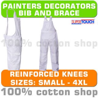 Supertouch White Mens Work Painters Decorators Bib and Brace Trousers