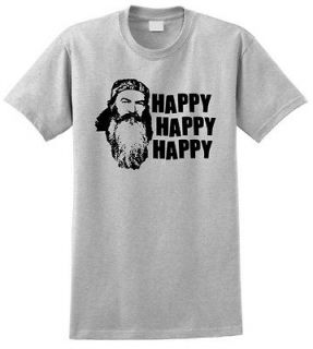 Duck Dynasty Phil Robertson T Shirt Happy Happy Happy TV Show Hunting