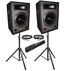 Gli Pro XL1540 15 1000W PA Speaker Systems+2) Stands+2) Cables