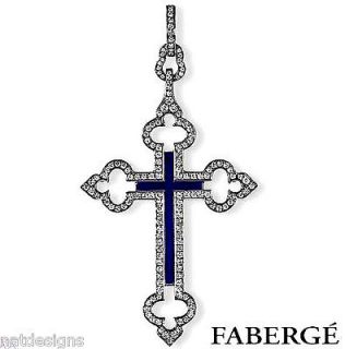 29 K So RARE~ HUGE 100% FABERGE Diamond CROSS Necklace pendant VVS1