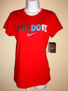 Nike NWT Womens Just Do It Red Tee Shirt Size S 506306 Running
