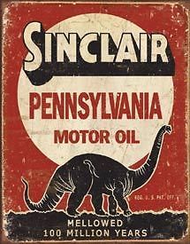 Sinclair Dino Motor Oil Pennsylvania Gas Pump Vintage Advertising Tin