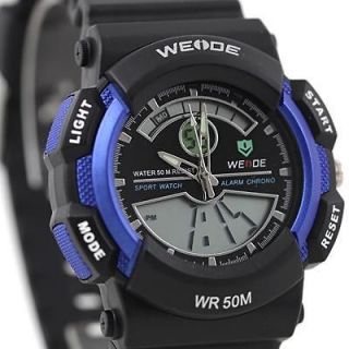 Newly listed Mens Sport Dive Watch Black & Blue 50M Water Resistant
