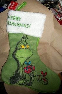 Dr. Seuss Grinch Green 18 Large Christmas Stocking NEW NWT FREE