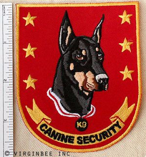 DOBERMAN PINCHER DOG CANINE SECURITY K 9 DOBBIE BREED RED EMBROIDERED