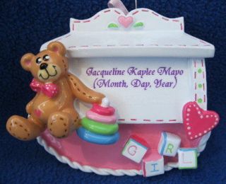BABY GIRL First Christmas Toy Chest Ornament   Personalized