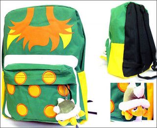 Super Mario Bros NINTENDO School Backpack Bag Green Bowser & Plush
