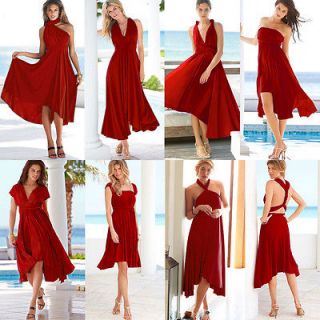 Red Flirty Multi Way Wrap Convertible Infinity Swing Dress S