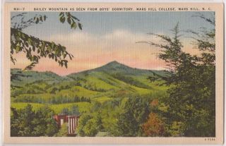 Mars Hill College North Carolina Postcard Bailey Mtn View from Boys