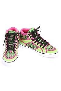 Draven Pink And Lime Green Geometric High Top Sneakers From Hot Topic