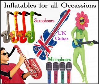 Party Inflatables UK Flag Guitar, Microphone or Saxophone Red Pink