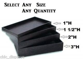LOT OF STACKABLE 1H~1 1/2H~2H DISPLAY TRAYS PLASTIC JEWELRY