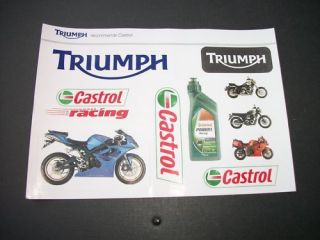 Hinkley Triumph Motorcycle Castrol Racing STICKER SHEET