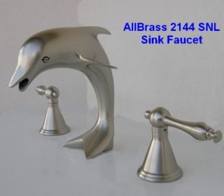 Dolphin Sink Faucet Brushed Satin Nickel Matches Tub Faucets Free Ship