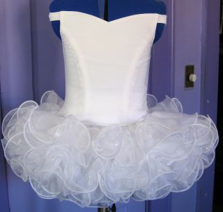 National Pageant dress shell white you choose size all organza skirt