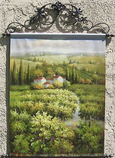 Vineyard view Oil Painting Tapestry with Rods 58x43   
