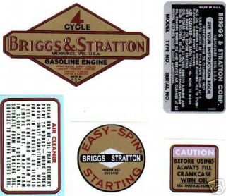 1961 1963 Briggs & Stratton decal Alum 2 8hp Vertical