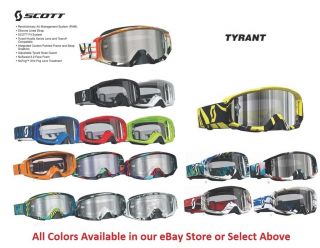 Scott Tyrant Goggles USA MADE Tearoff No Fog Lens ATV Kawasaki Suzuki