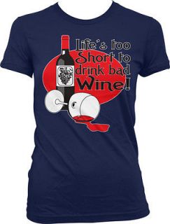 Lifes Too Short To Drink Bad Wine Juniors Girls T Shirts Glass Bottle