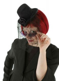 MINI TOP HAT VEIL funeral womens gothic costume cocktail accessory