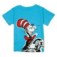 Dr Seuss T Shirt The Cat in The Hat Blue Big Graphic Cat Hat Logo