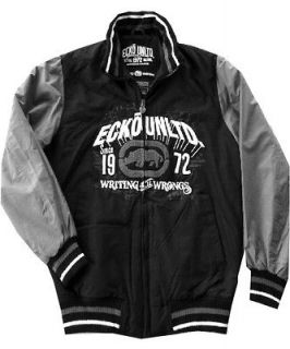 Mens $98 ECKO UNLIMITED Black SHORTY BASEBALL JACKET Outerwear COAT