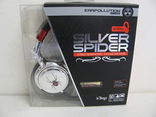 EarPollution Silver Spider   DJ Style Stereo Headphones   Chrome