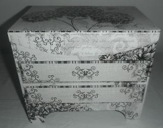 Brand New Handcrafted Jewelry Box, Black and White Decorated and Made