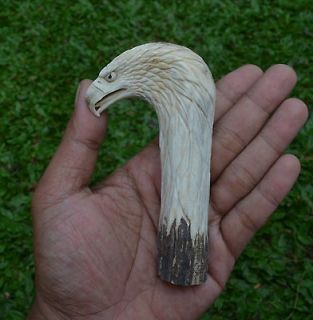 Eagle Head Carving 113mm Length Handle HD46, in Deer Antler Bali