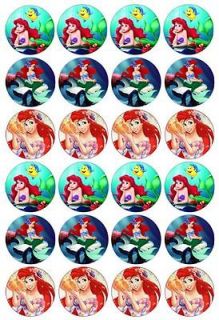 Ariel The Little Mermaid Cup Cake Toppers Edible Rice Wafer Paper