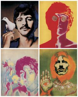 Set of 4 Beatles Psychedelic Posters 18 x 14