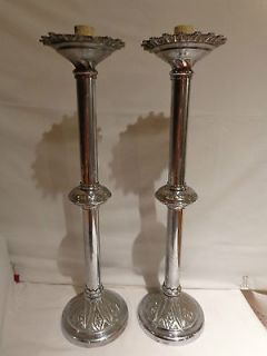 ANTIQUE RELIGIOUS CHURCH ALTAR GOTHIC METAL CANDLE HOLDER CANDLESTICK