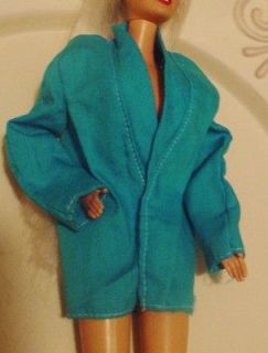 Mattel BARBIE Vintage Teal Blue Cotton 1980s Style Jacket Coat Blazer