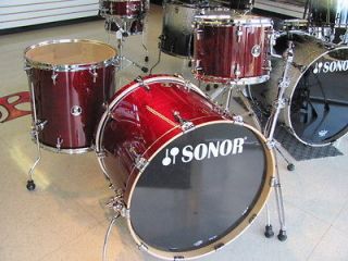 Sonor Session Maple Drum Set Trans Cherry Red Stain 22 Bass 3pc Shell