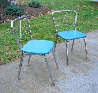 Vtg. CHILDS CHAIRS PAIR PARLOR STYLE CHROME BACKS~MID CENTURY MODERN