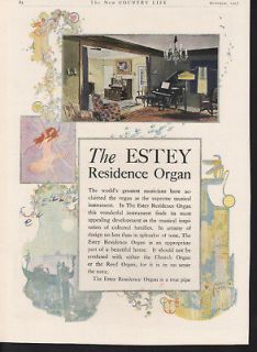 1917 ESTEY RESIDENCE ORGAN MUSIC SHIP FAIRY ART NOUVEAU AD